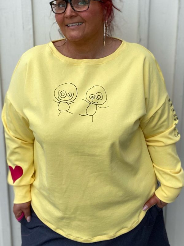 De fineste ord- baggy jerseygenser_lysegul