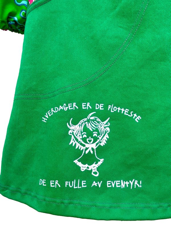 Hverdager ❤️ Jeanskjole_grønn/rosa/fargerik