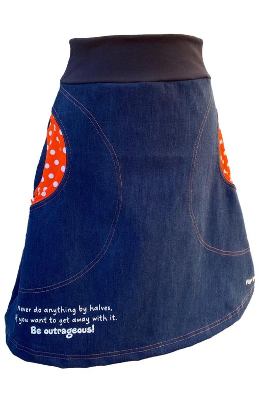 Be outragous - mørkeblått/oransje jeansskjørt