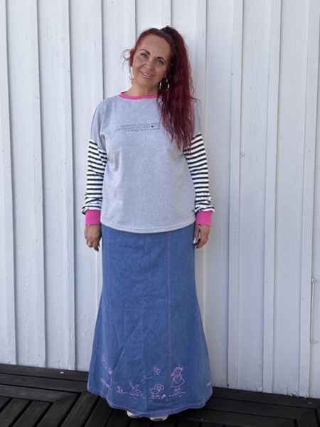 Amazing-baggy genser_gråmelert/rosa