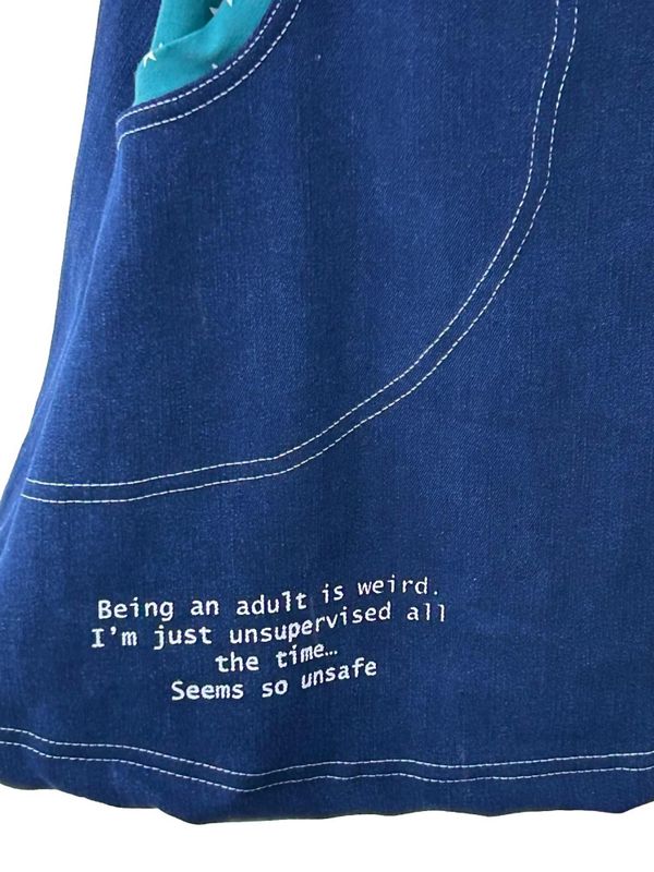 Adult- mørkeblått/petrol jeansskjørt 