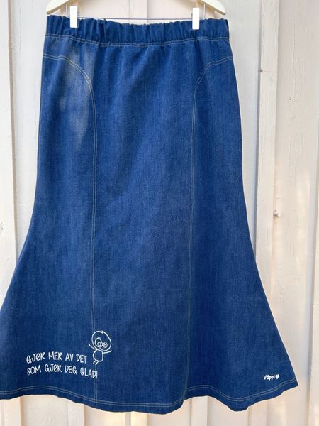 Glad  - langt jeansskjørt_Mørkeblått